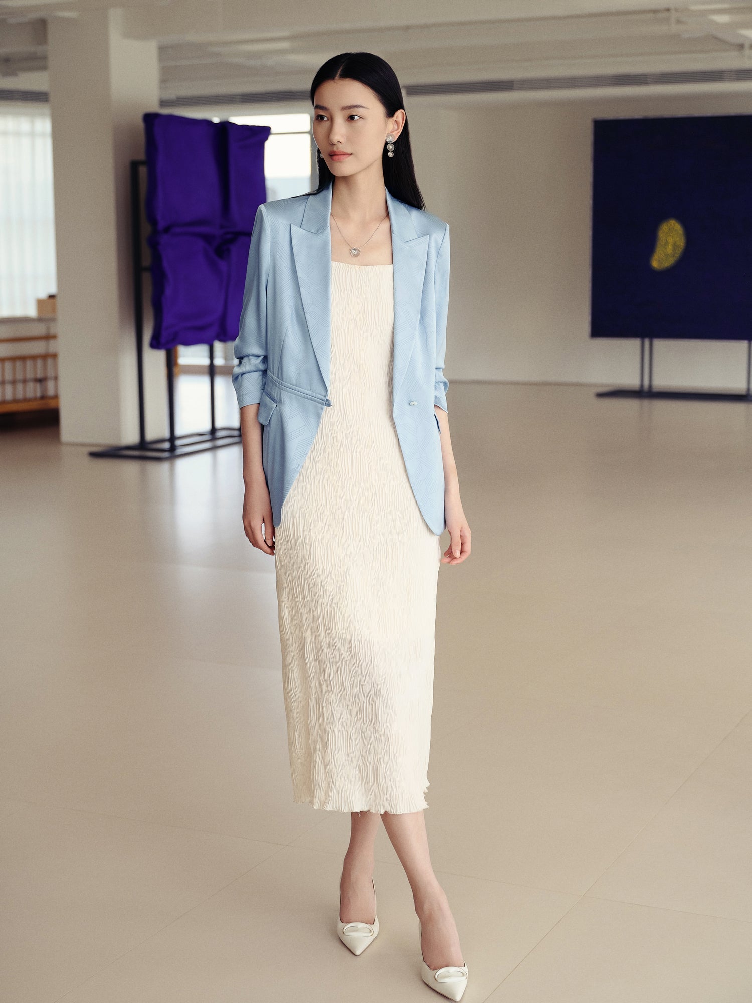 Silk Blazer | Blue