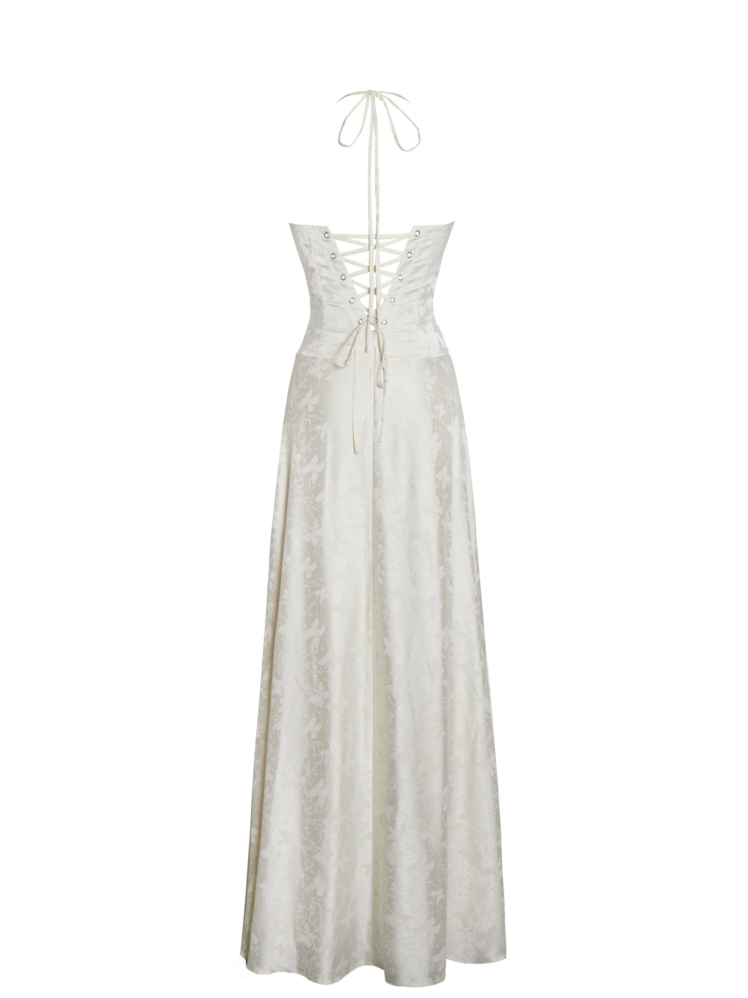Raegan Jacquard Ruched Maxi Dress | Pearl White