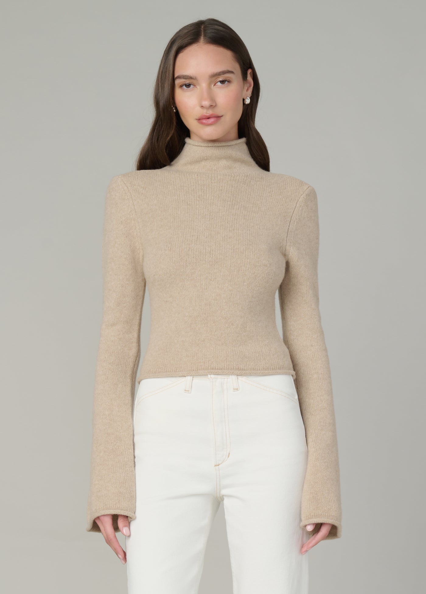 The Jane Roll Neck Sweater in Camel – soft and stylish women's sweaters.