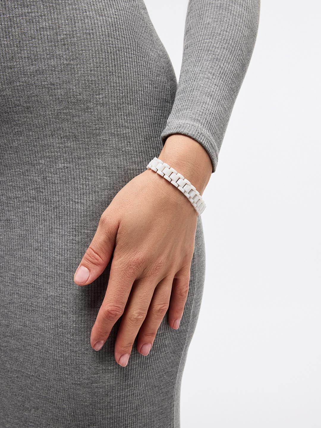 Ora Watch Strap Bracelet | 14K Gold on Stainless Steel | White/White Ceramic
