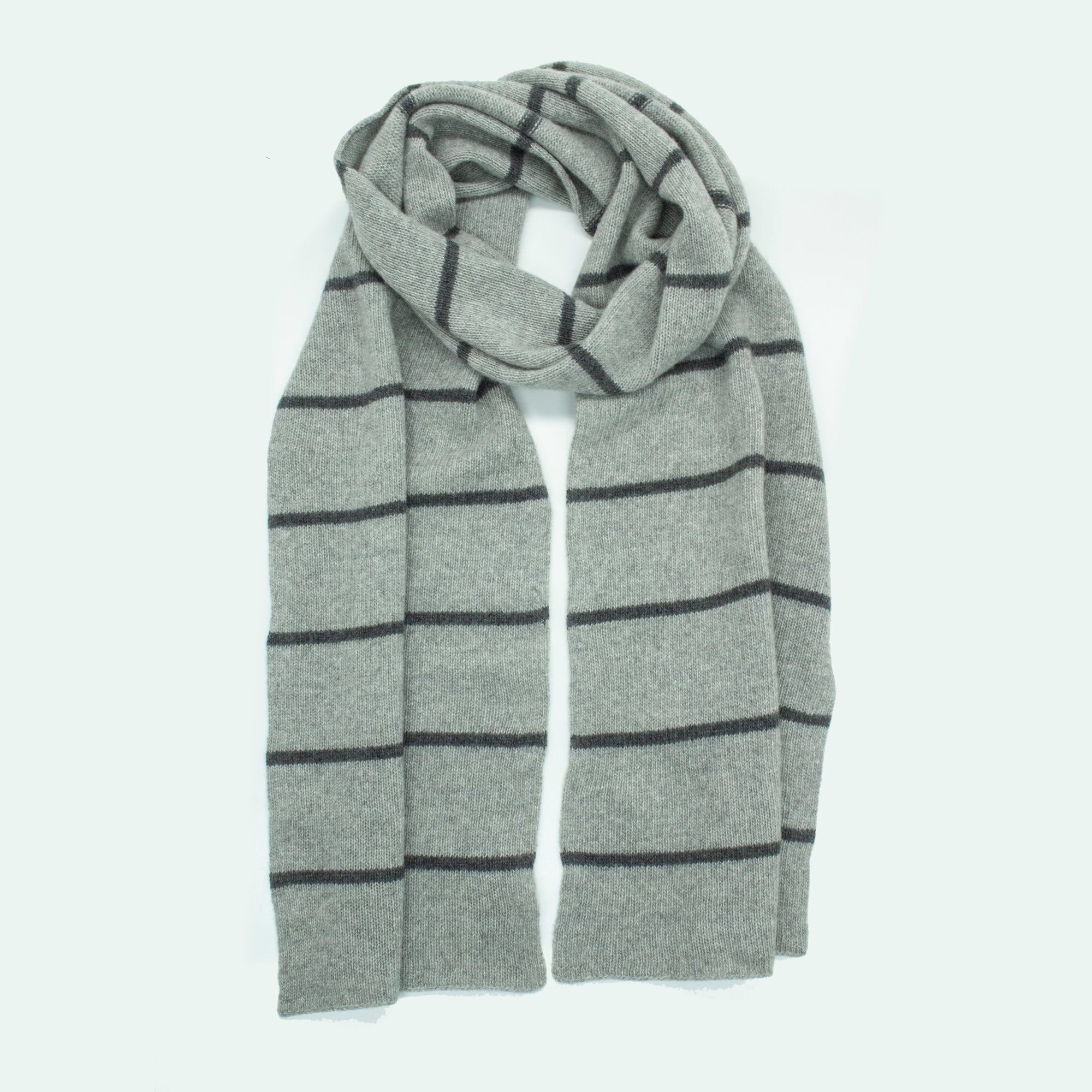 Unisex | Cashmere Striped Scarf | Light Grey/Charcoal