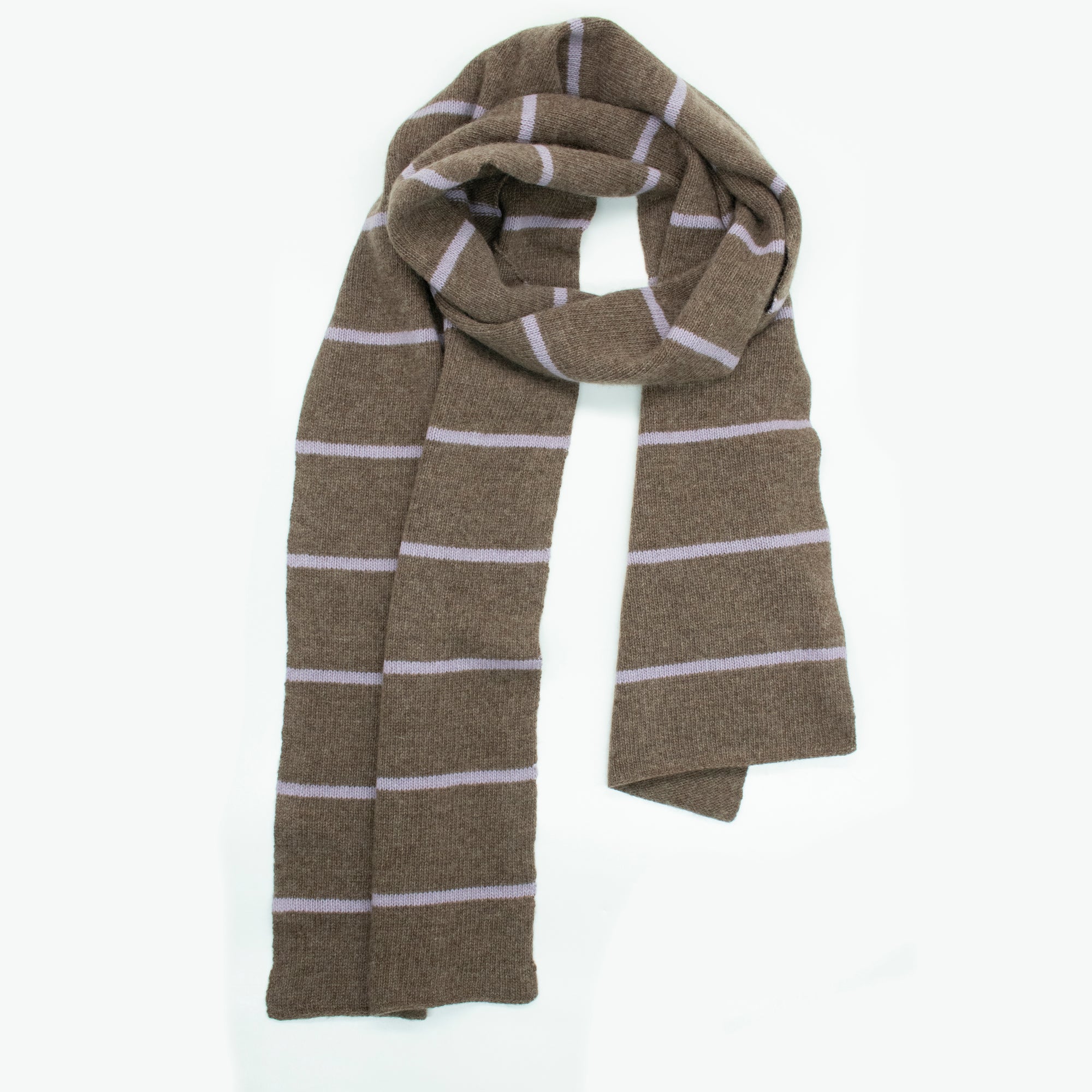 Unisex | Cashmere Striped Scarf | Bark Heather/Light Purple