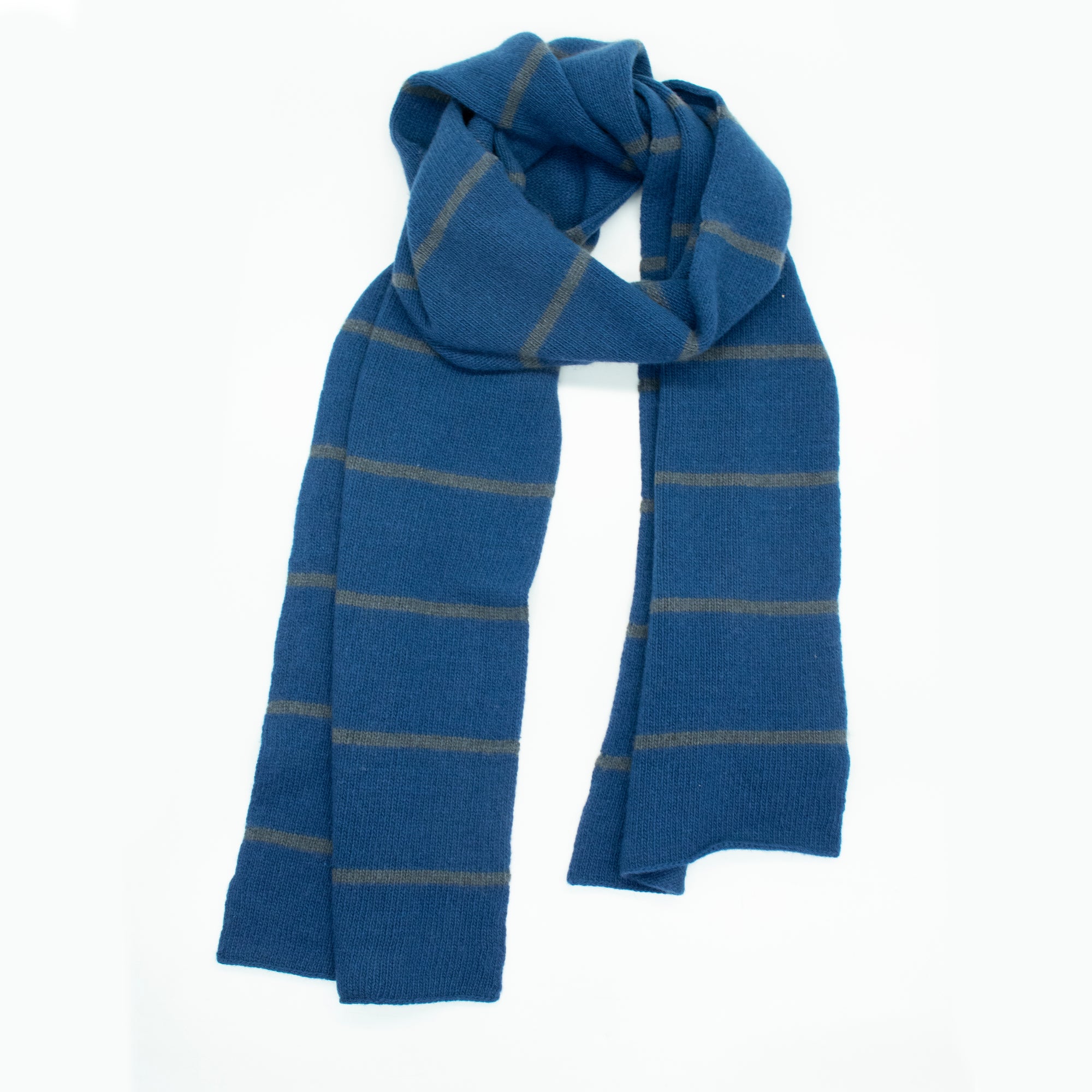 Unisex | Cashmere Striped Scarf | Sugar Blue/Stone Grey