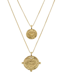 Evil Eye Double Coin Necklace | Gold