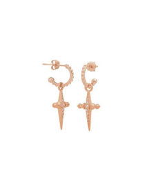 Pave Mini Cross Hoops | Rose Gold