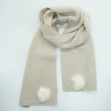 Womens | Cashmere Scarf with Fur | Ivory/White