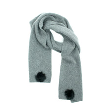 Womens | Cashmere Scarf with Fur | Medium Grey/Black