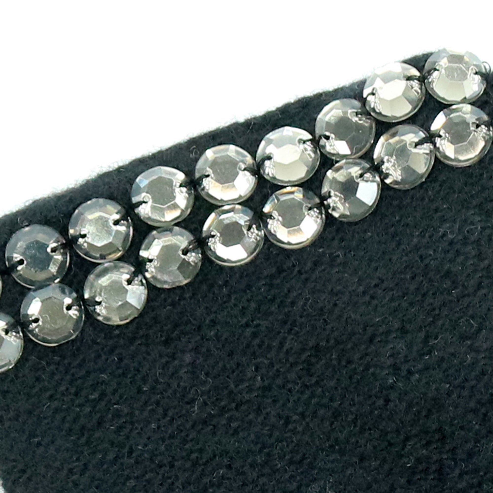 Womens | Cashmere Fingerless Gloves with Stones | Black