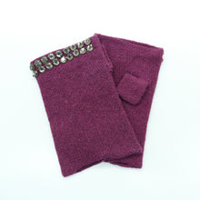 Womens | Cashmere Fingerless Gloves with Stones | SK Damson