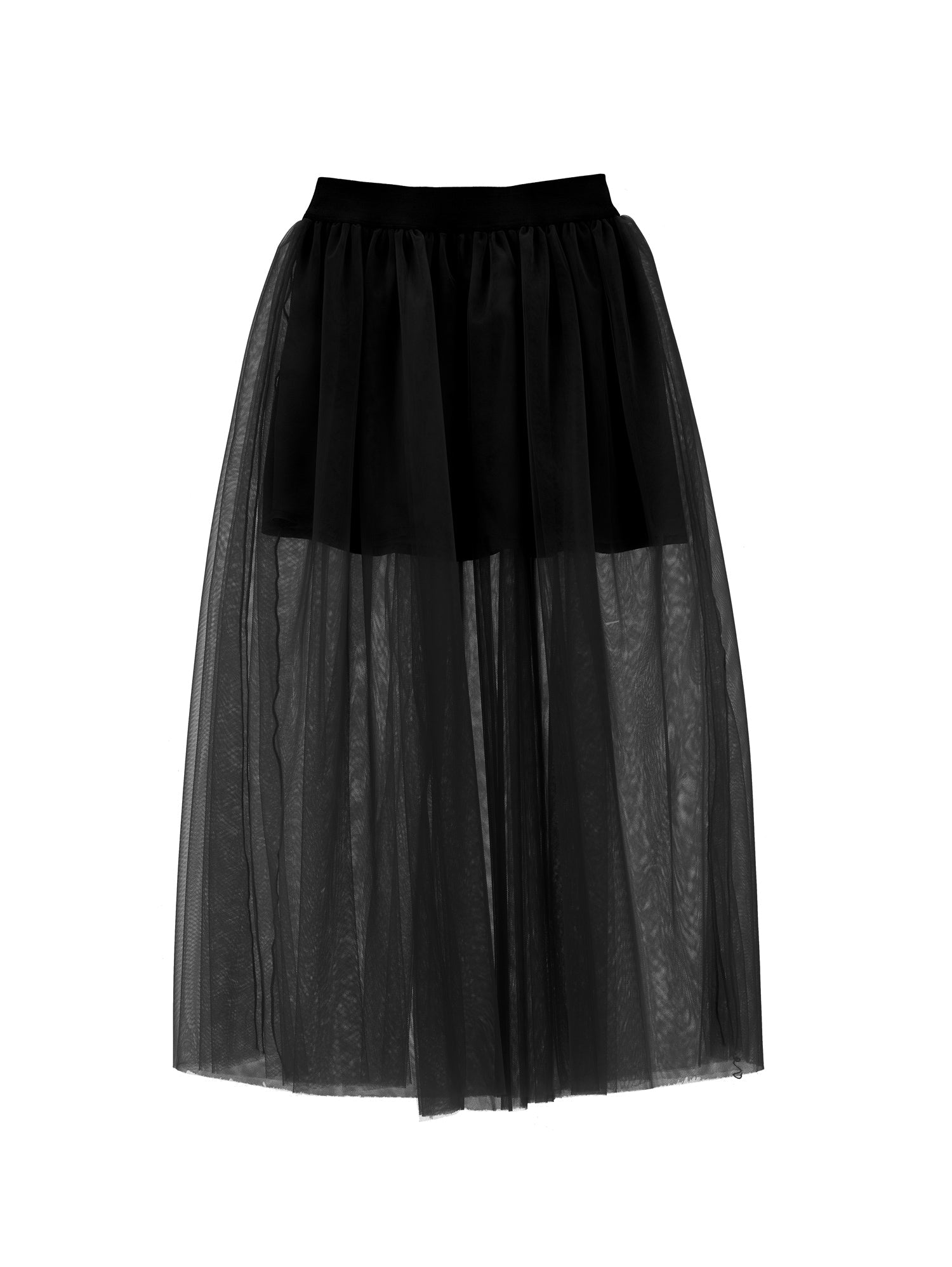 Girls | Silk-Touch Tulle Midi Skirt | Black