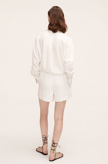 Linen Pajama Short | Rumpled Stripe Snow Combo