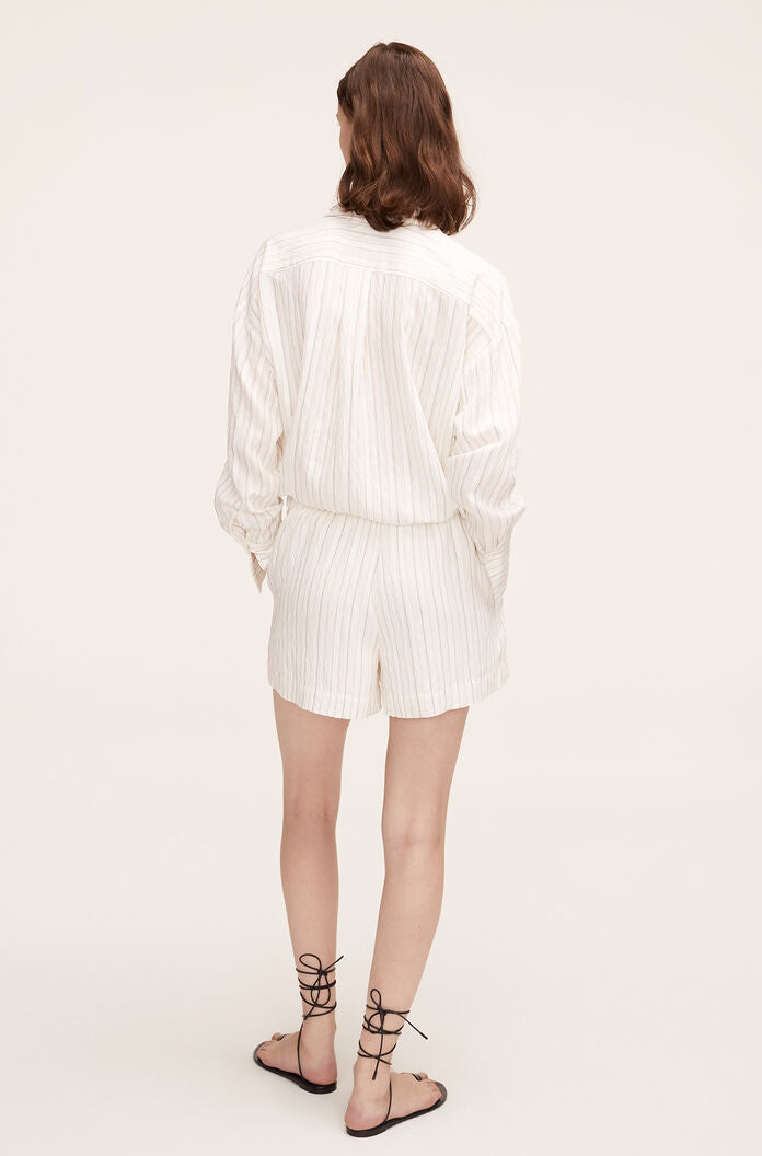 Linen Pajama Short | Rumpled Stripe Snow Combo