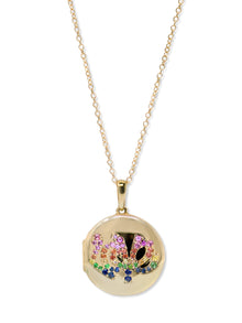 Rainbow Sapphire Love Locket | Multicolor Sapphire | 14K Yellow Gold