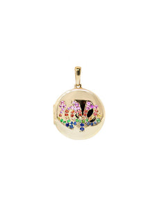 Rainbow Sapphire Love Locket | Multicolor Sapphire | 14K Yellow Gold