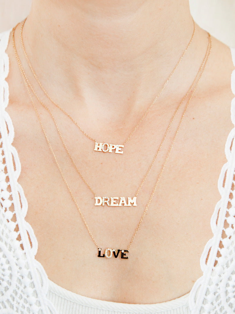 Love Letter DREAM necklace | Diamonds | 14K Yellow Gold