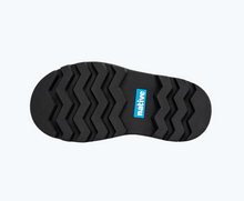 Bottom view of a Native Shoes Kids Kensington Treklite Print Kids | Jiffy Black/ Jiffy Black/ Hollywood Warped Cheetah Footwear