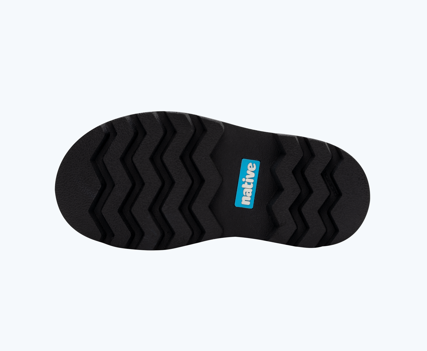 Bottom view of a Native Shoes Kids Kensington Treklite Glow Junio Kids | Jiffy Black/ Jiffy Black/ Shell Lightning Xl Glow Footwear