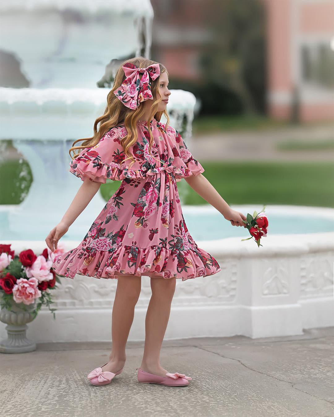 Flora Pink Flower Print Dress | Pink