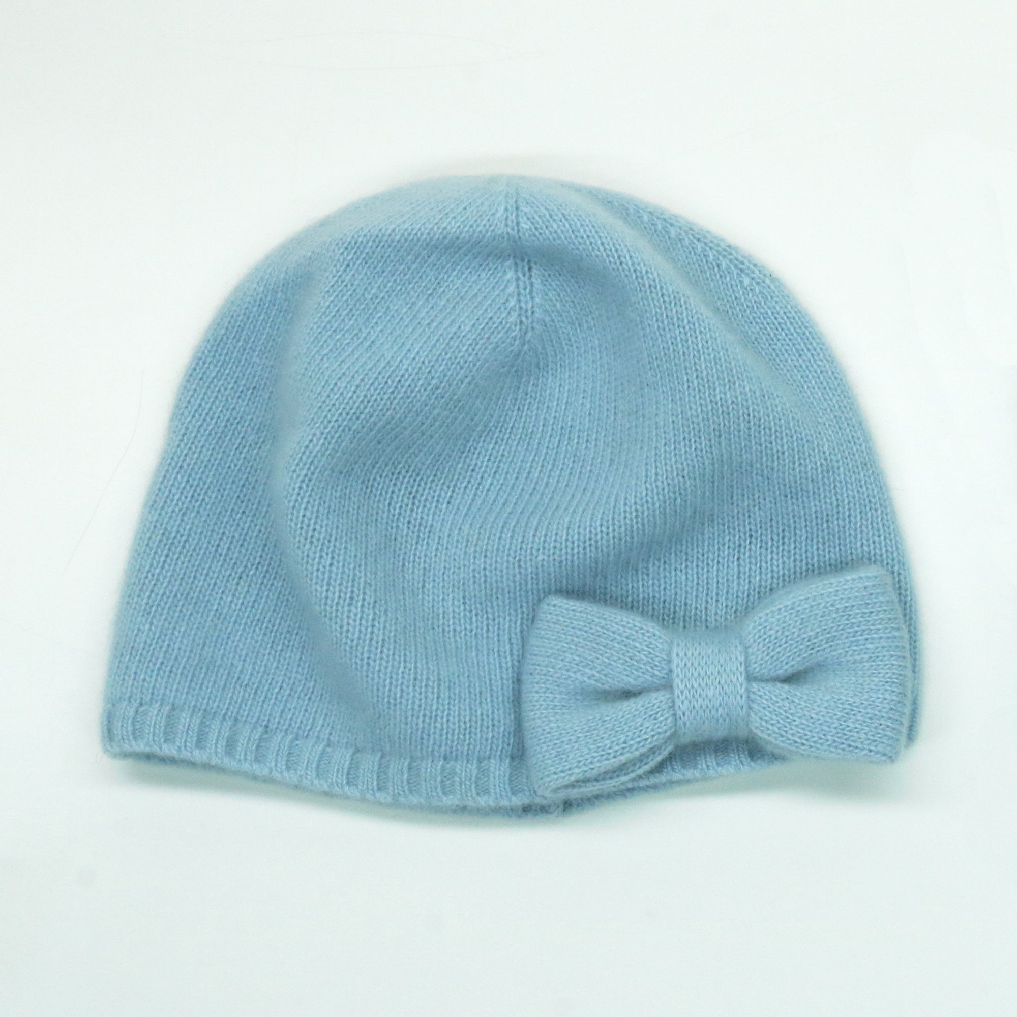 Womens | Cashmere Beanie with Bow | Dew Blue