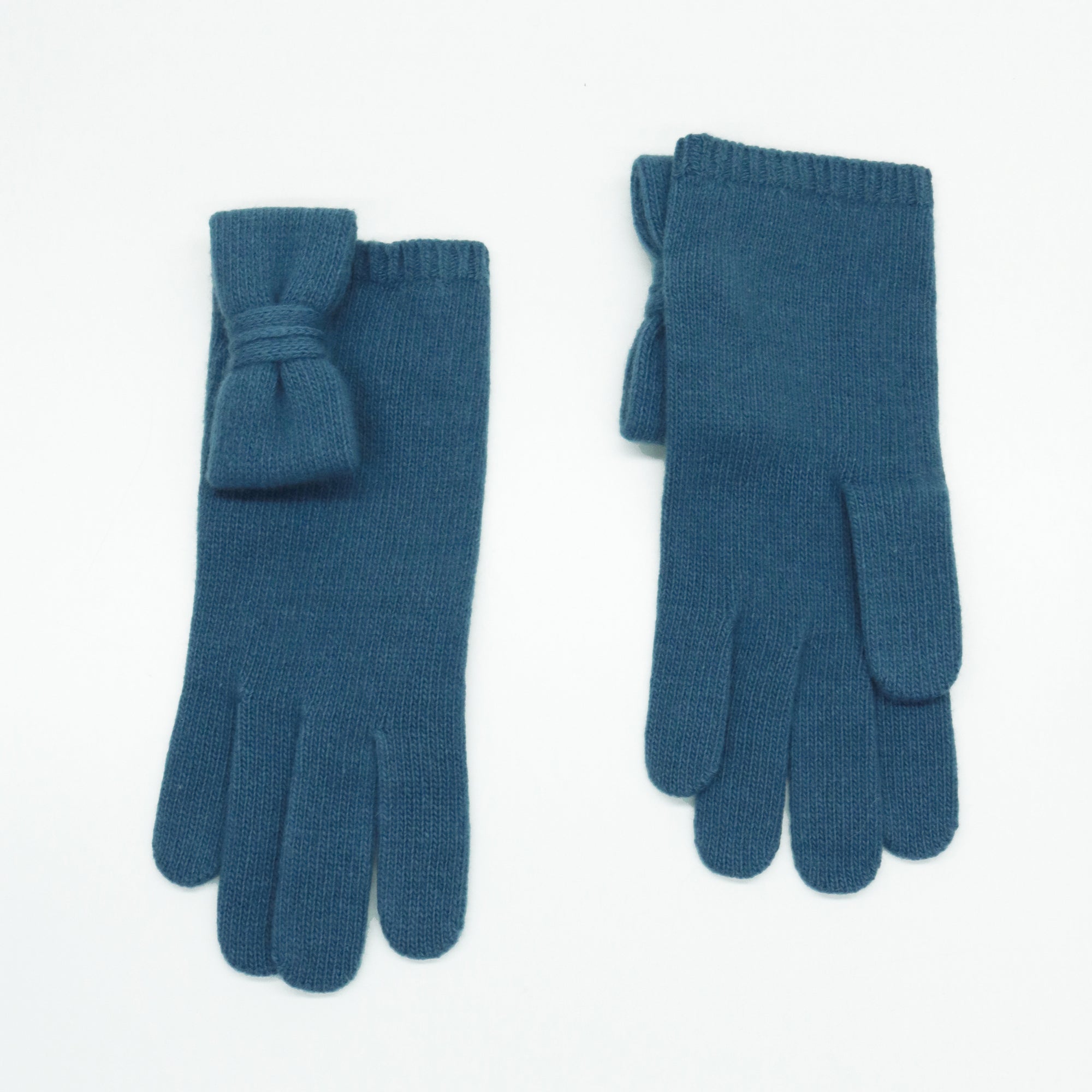 Womens | Cashmere Gloves with Bow | Palace Blue