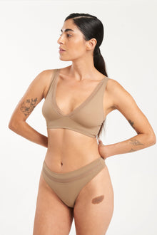 Nano Soft Cup Plunge Bra | Taupe