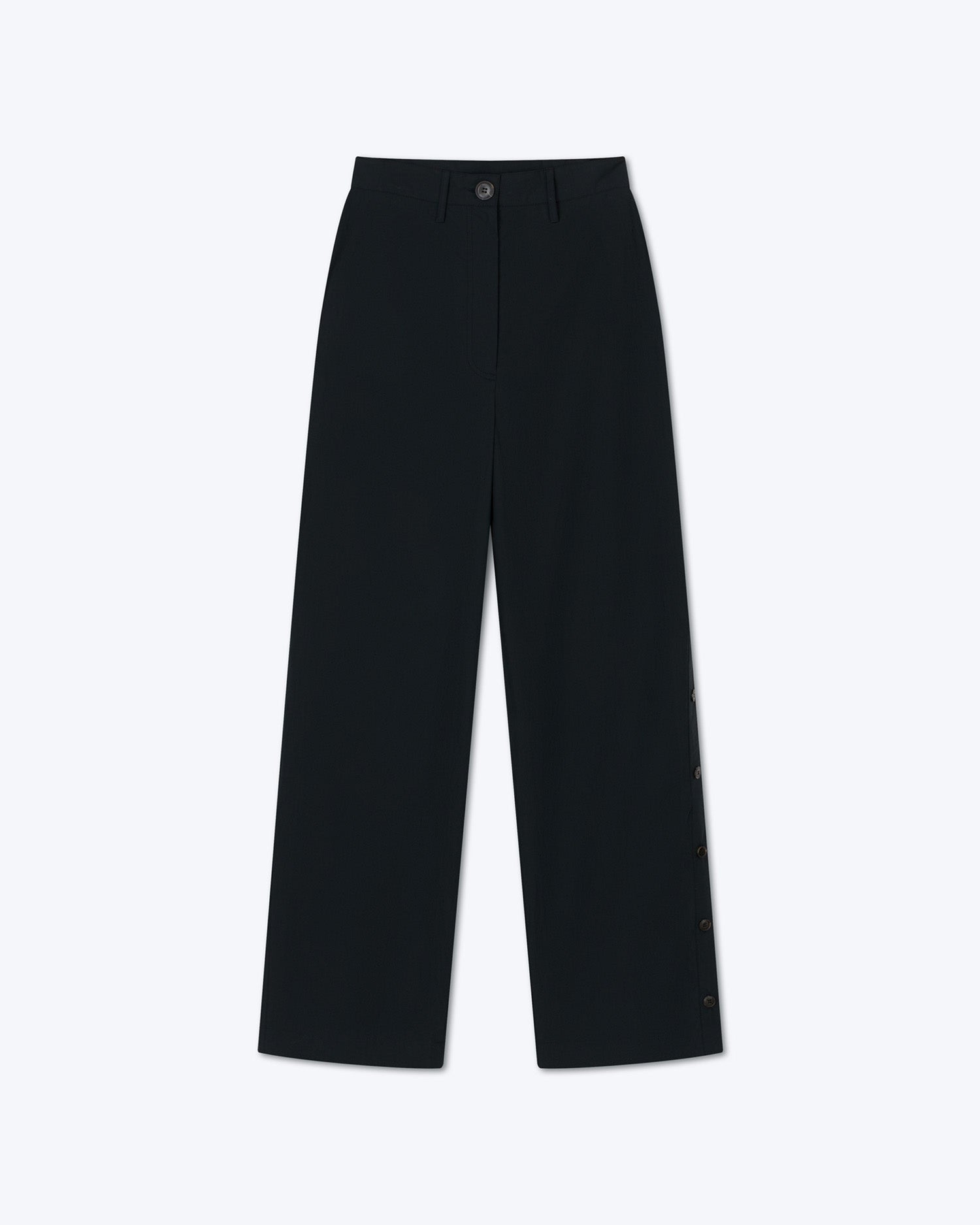 Nessa Cotton Straight-Leg Pants | Off Black