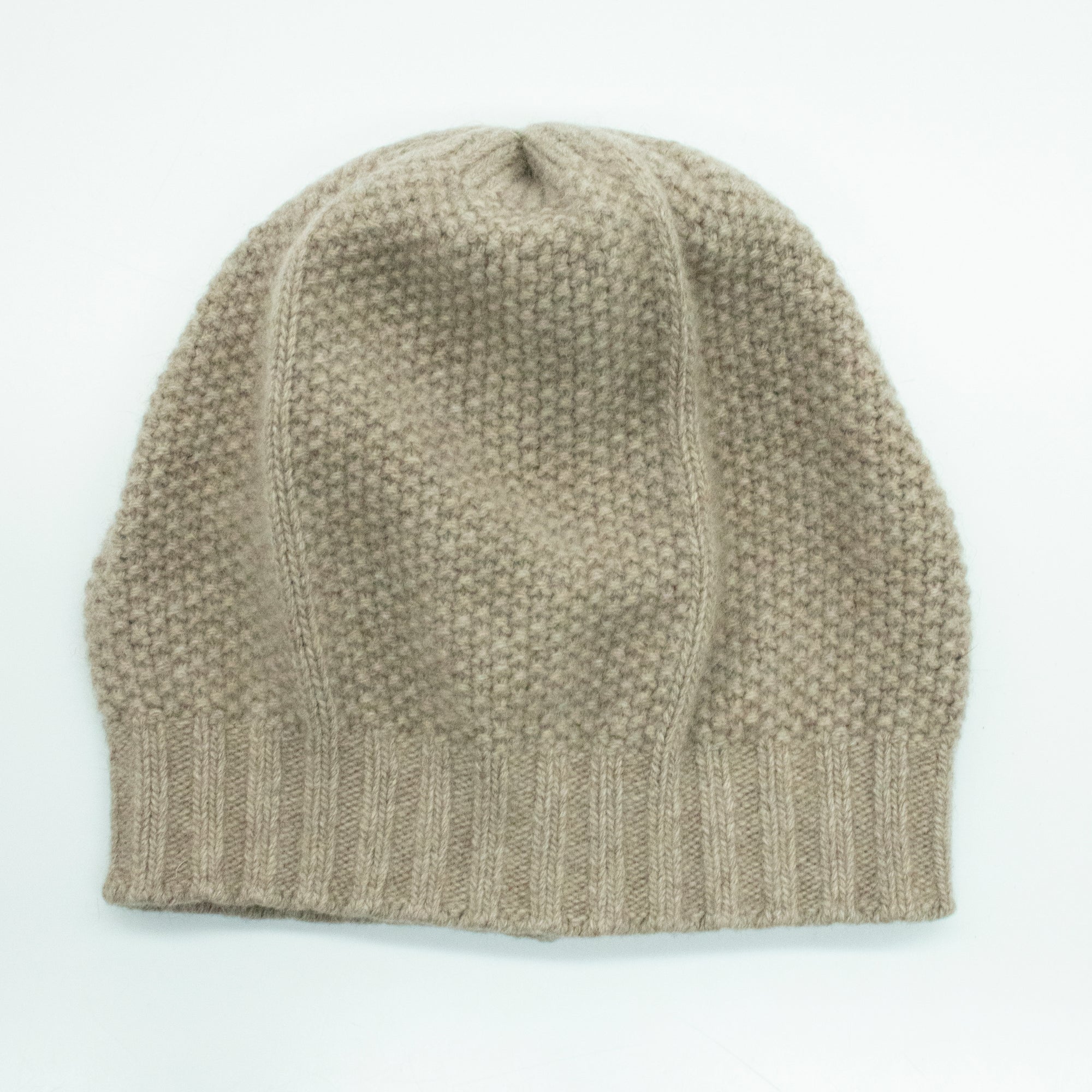 Womens | Cashmere Slouchy Hat In Fancy Stitch | Nile Brown