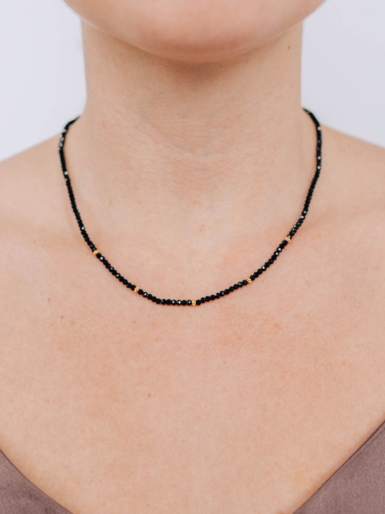 Boheme Black Spinel Faceted Necklace | Black Spinel | 14K Yellow Gold