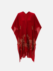 Embroidered Cashmere Shawl | Red