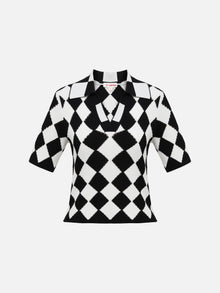 Rhombic Pattern Knit Sweater | Black