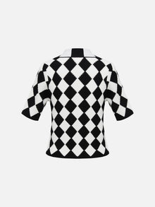 Rhombic Pattern Knit Sweater | Black