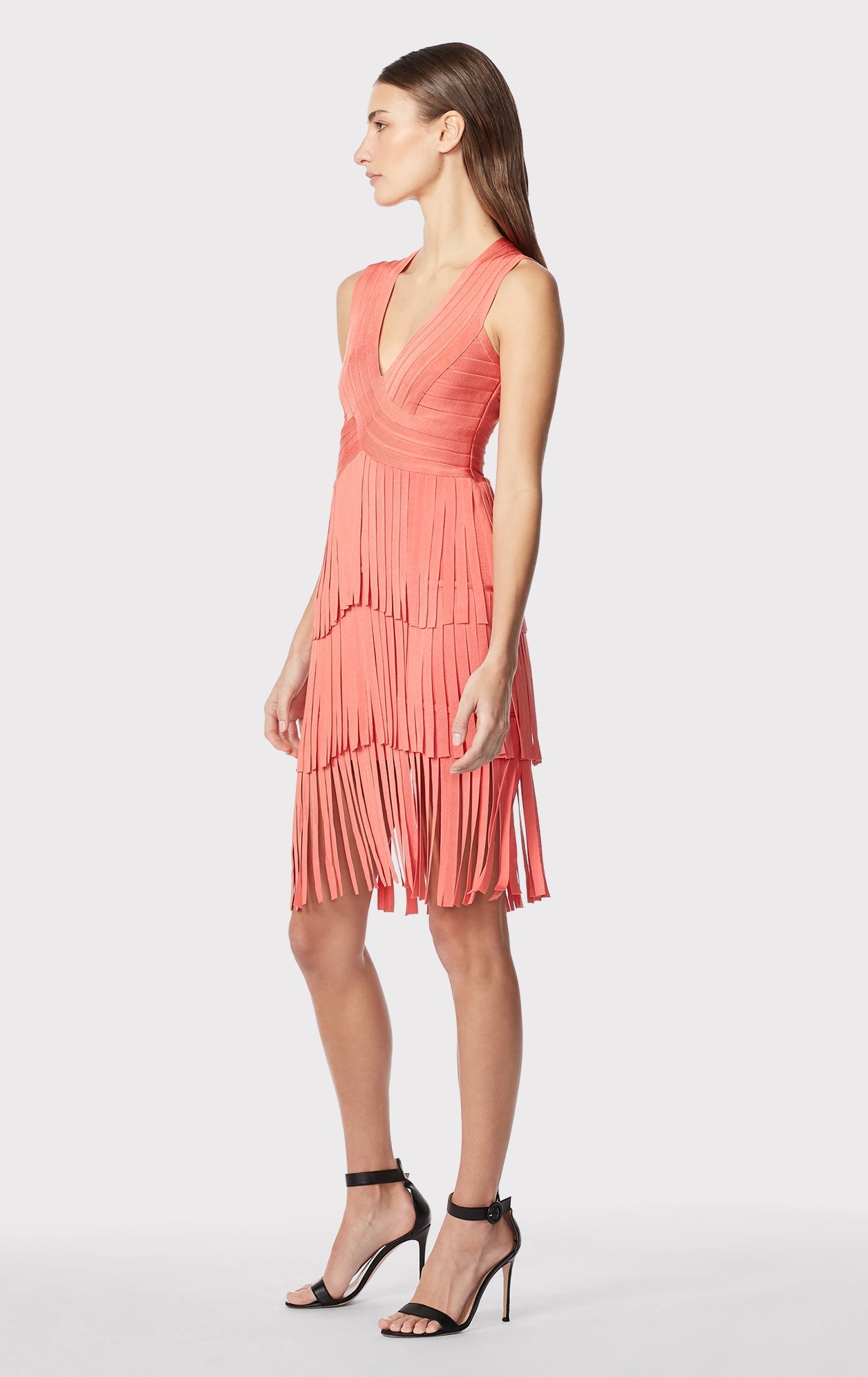 V Neck Fringed Midi Dress | Deep Sea Coral