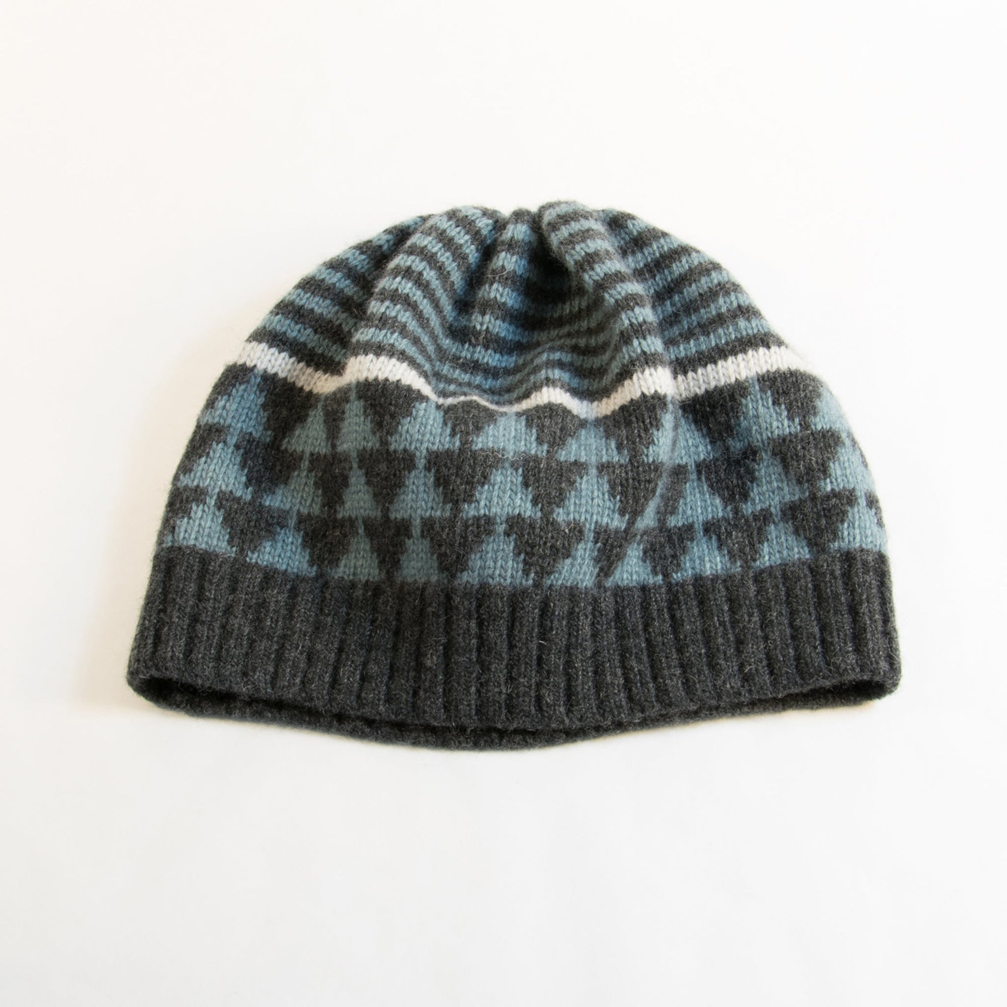 Cashmere Chunky Beanie In Nordic Design | Grey Combo