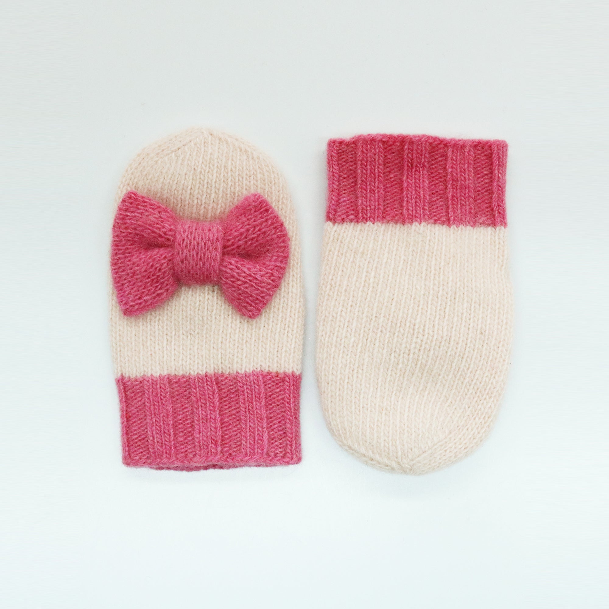 Kids | Cashmere Gloves with Bow | Pink