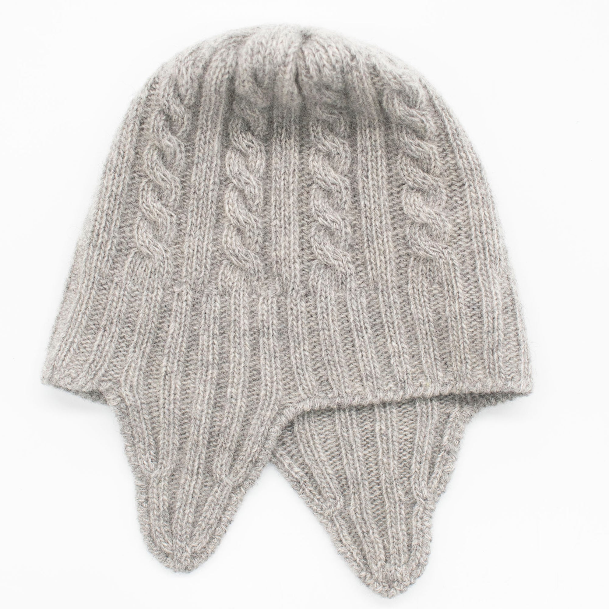 Kids | Cashmere Knit Earflap Hat | Light Grey