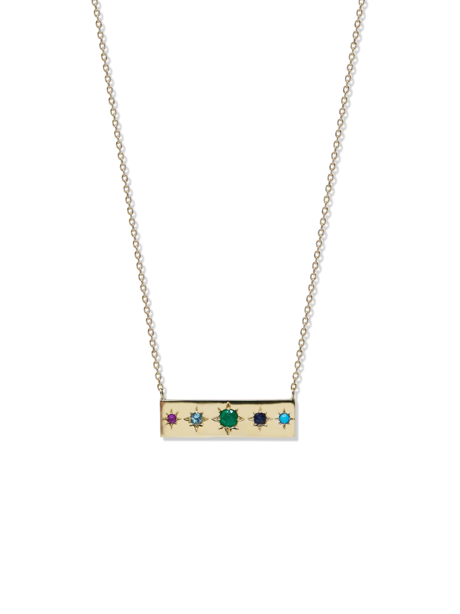 Aztec Milly Rainbow Necklace | Multi Stones | 14K Yellow Gold