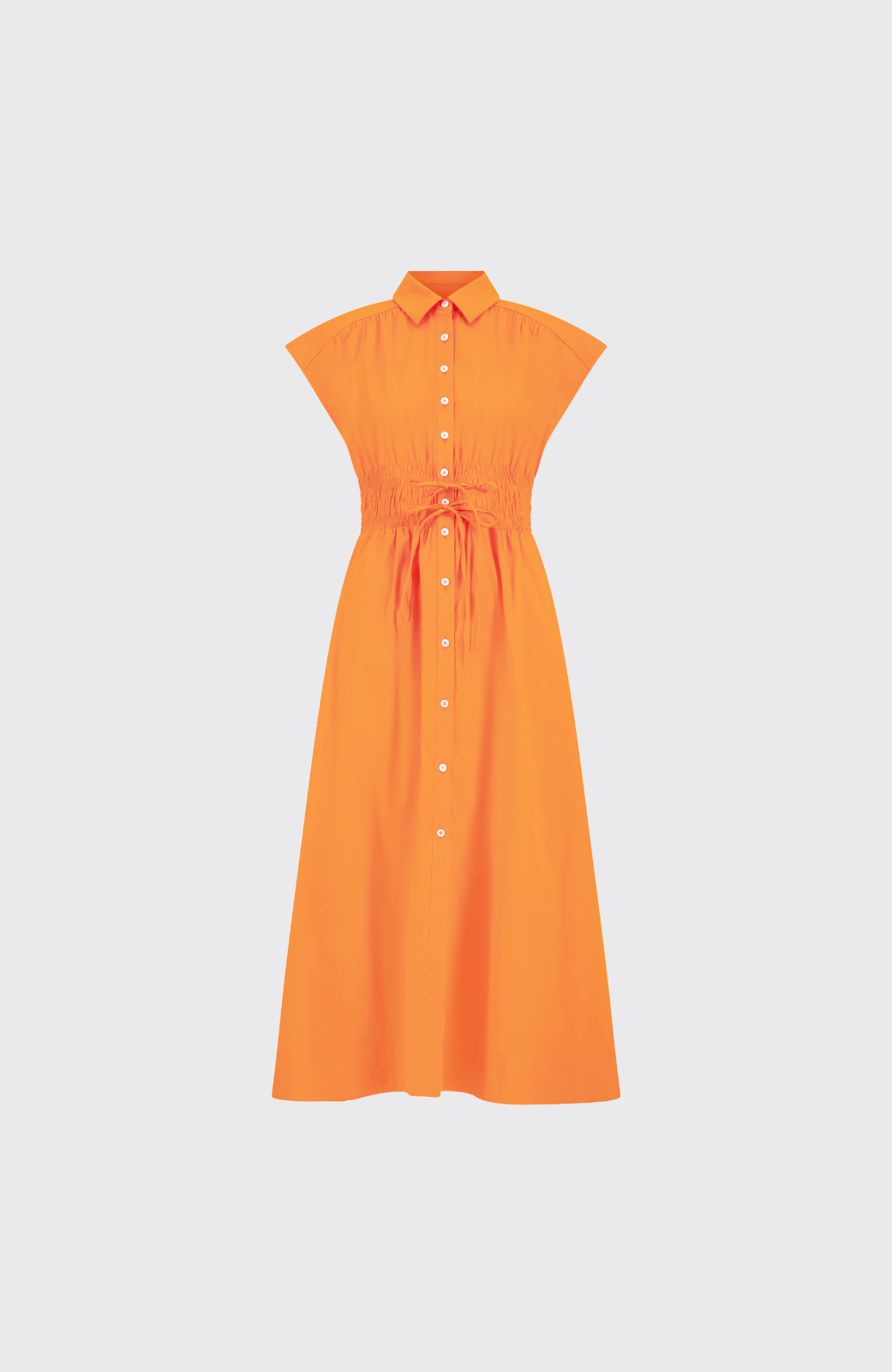 Cotton Poplin Smocked Midi Dress | Marigold