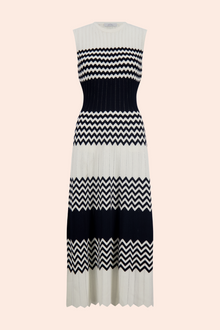 Chevron Pointelle Knit Dress | Ivory Multi
