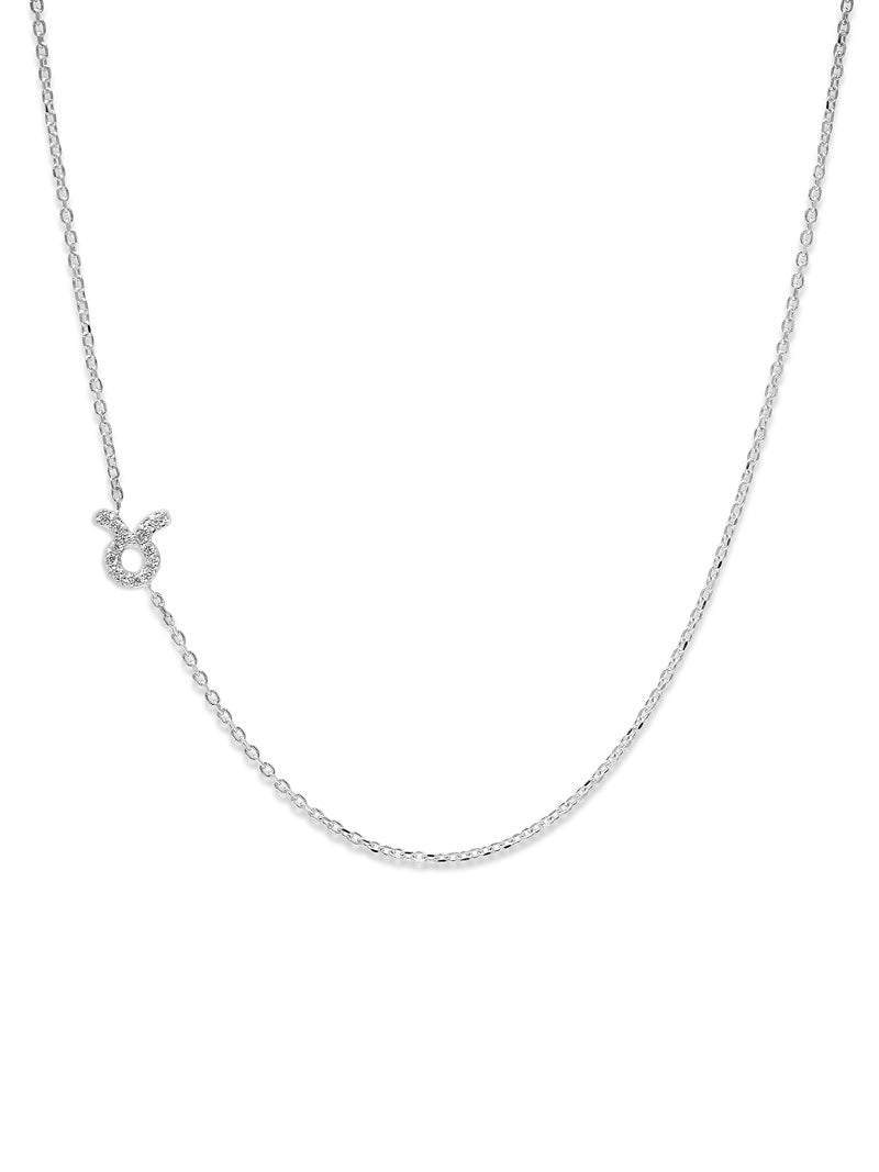 Love Letter Pave Zodiac Necklace | Diamonds | 14K White Gold