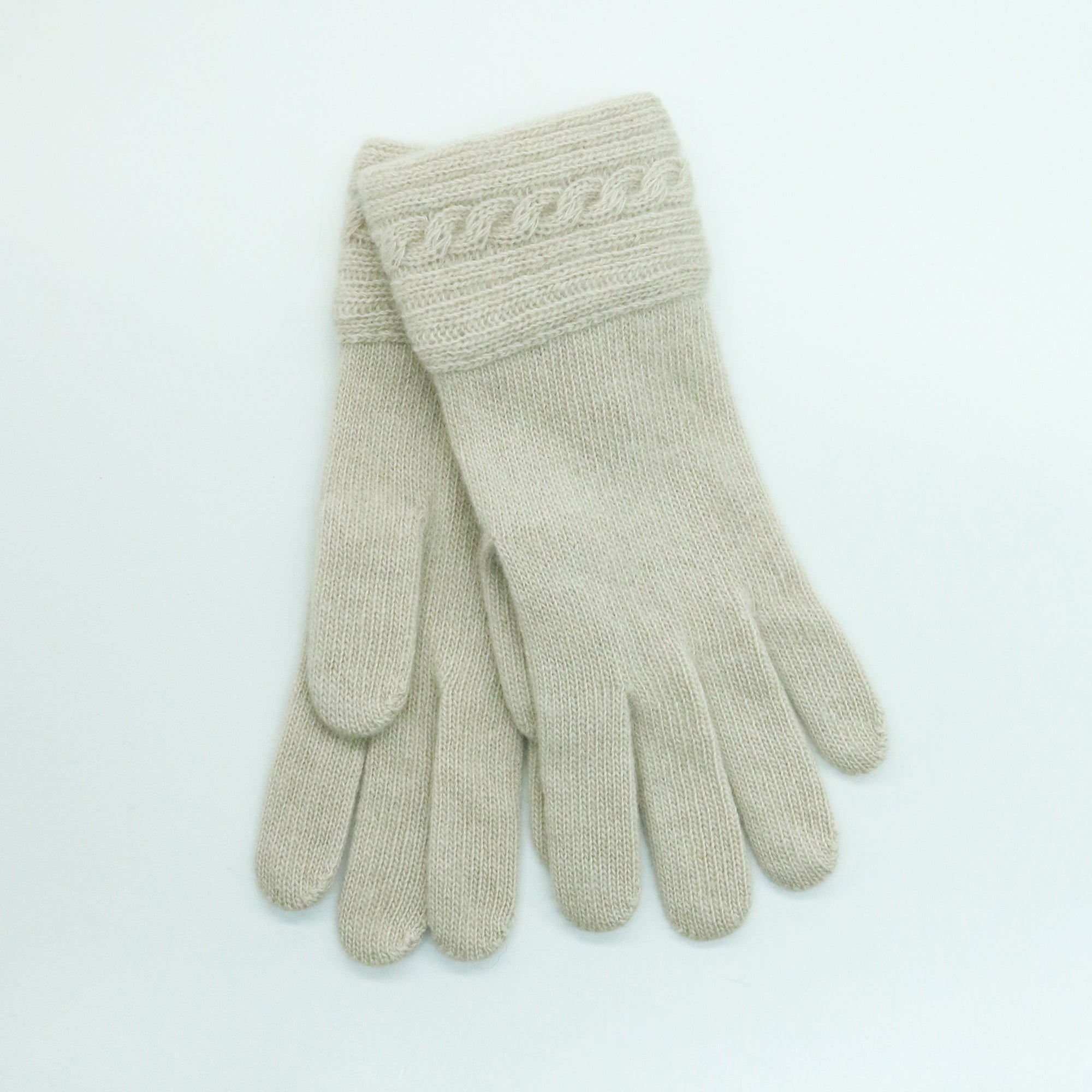 Womens | Cashmere Gloves with Cables | Yogi Ivory
