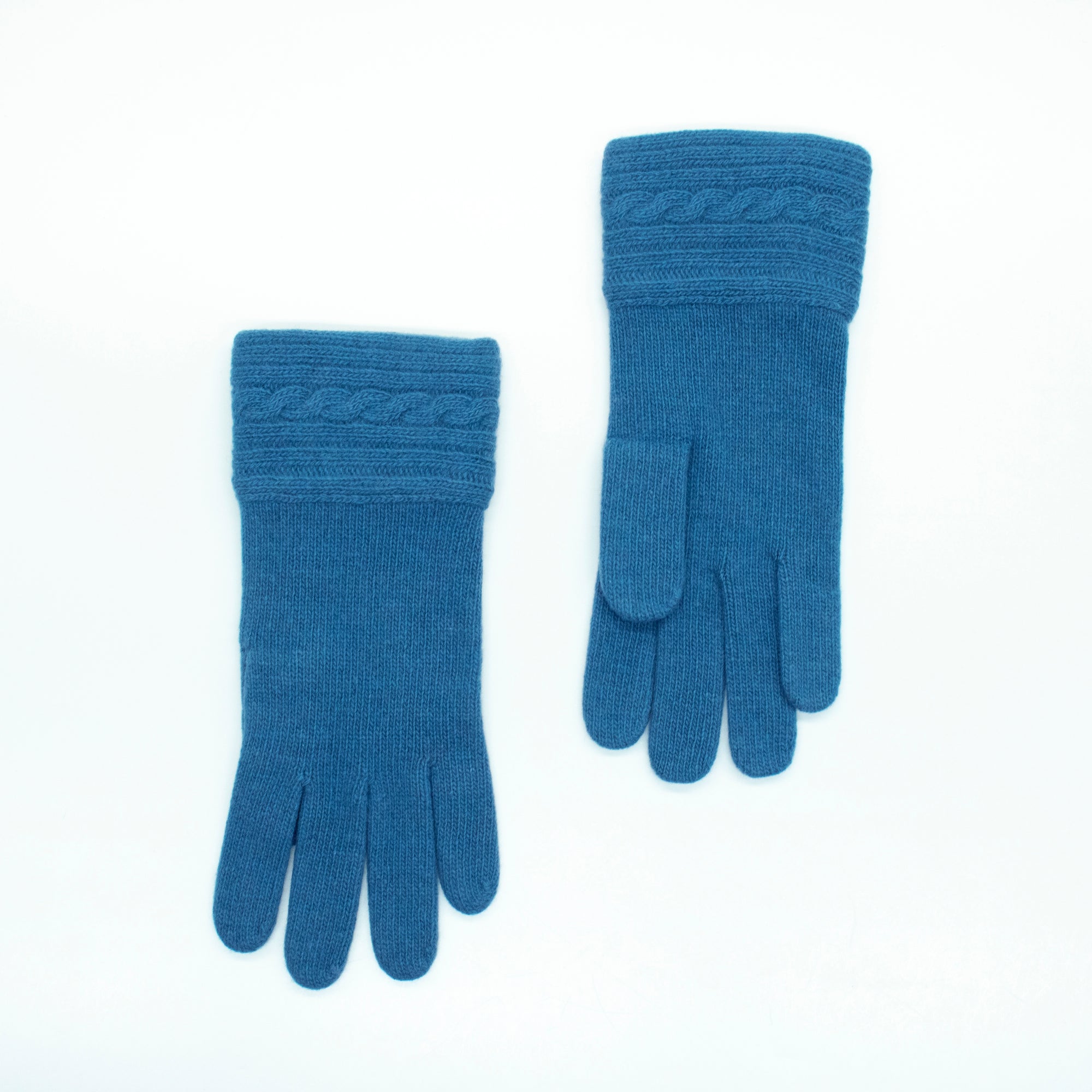 Womens | Cashmere Gloves with Cables | Teal