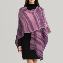 Womens | Cashmere Striped Ruana Shawl | Purple
