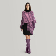 Womens | Cashmere Striped Ruana Shawl | Purple