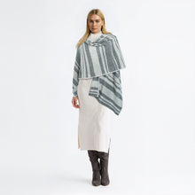 Womens | Cashmere Striped Ruana Shawl | Grey