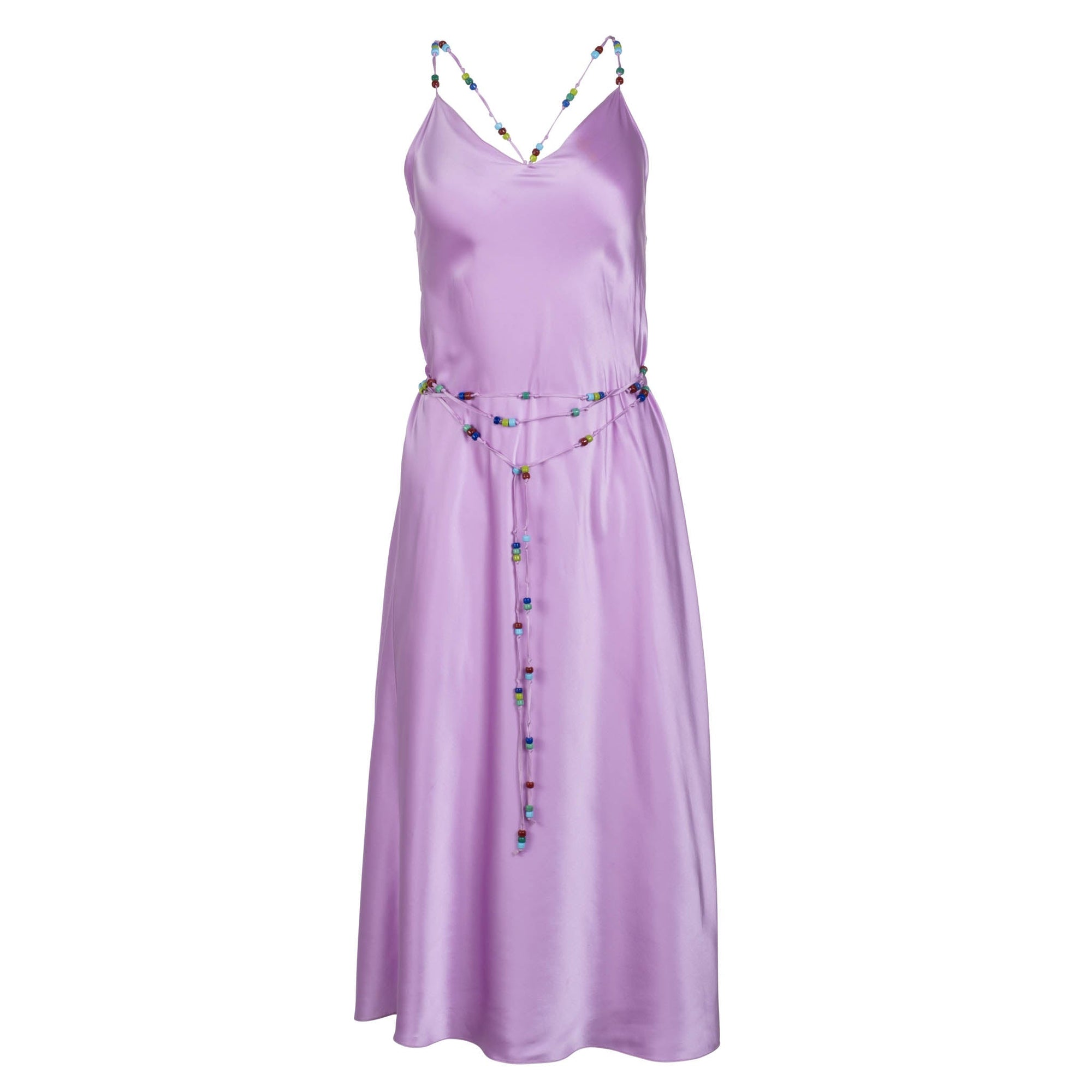 Beaded Strap Midi Slip Dress | Purple Haze