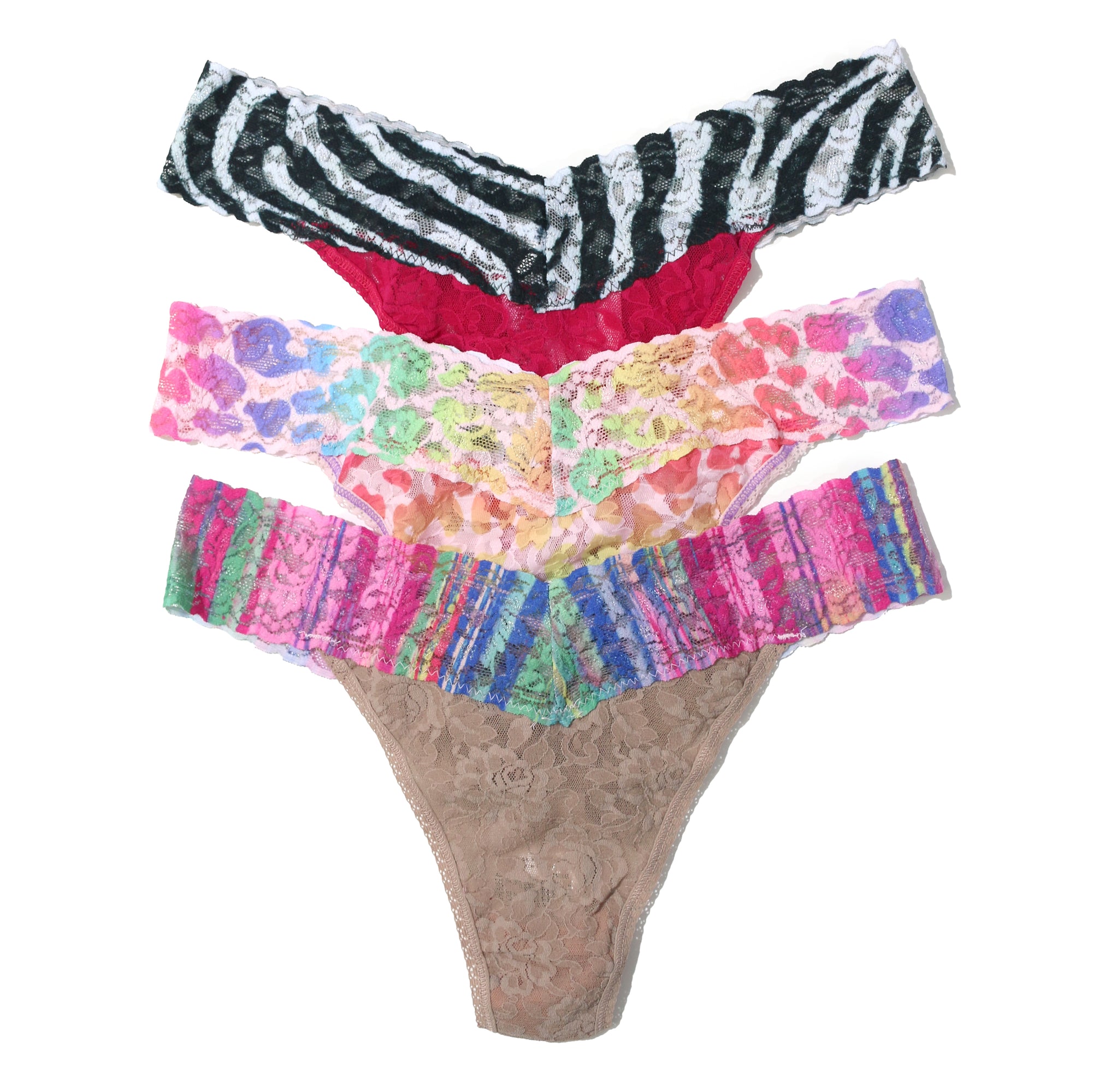 3 Pack Signature Lace Original Rise Thong | Vnze/Prle/Tpsb