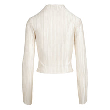 Long Sleeve Pleated Polo Top | Pearl White