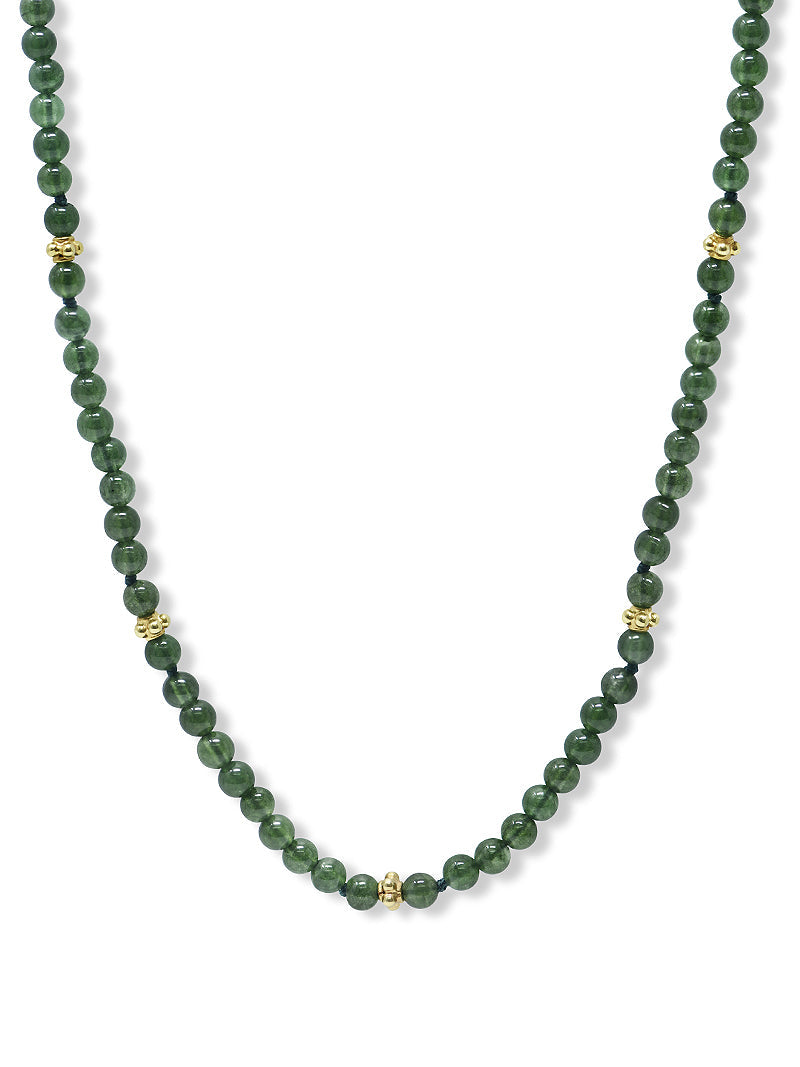 Boheme Dark Green Jade Necklace | Dark Green Jade | 14K Yellow Gold