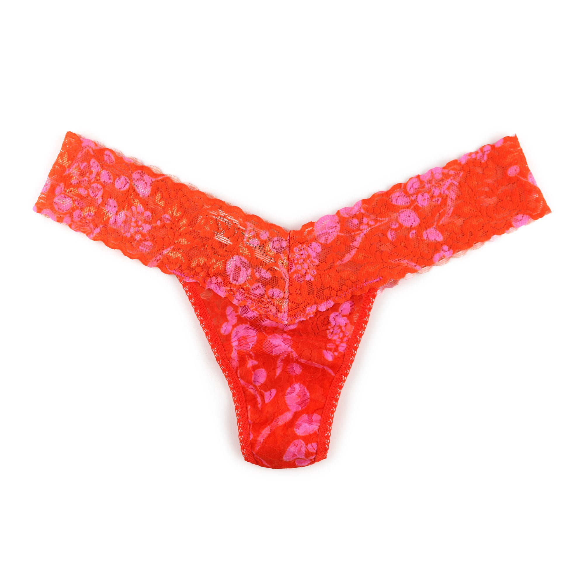 Signature Lace Low Rise Thong | Orange Crush Print