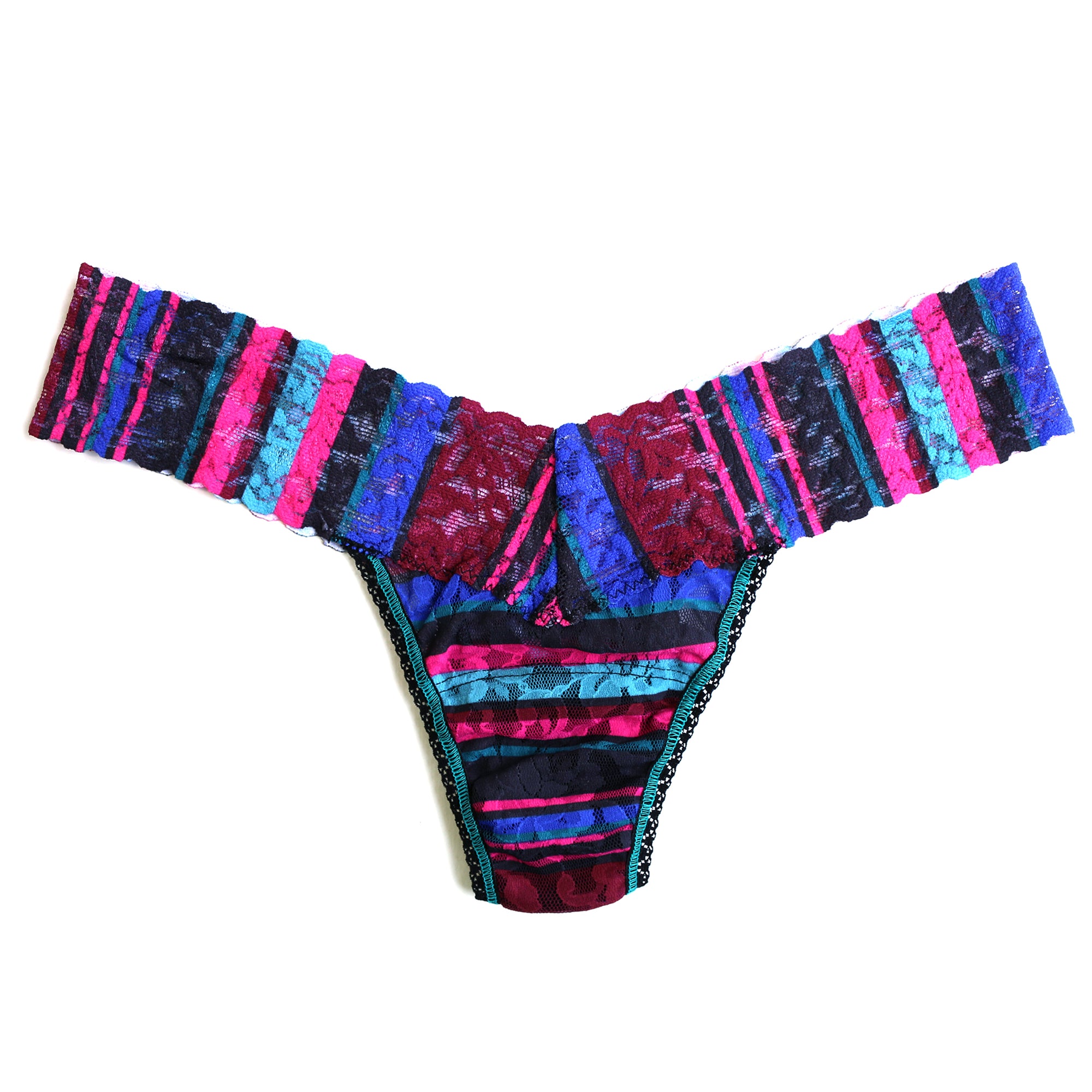 Signature Lace Low Rise Thong | Winter Stripe